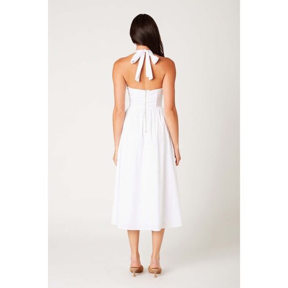 NIA Rio vintage inspired Halter White Poplin Midi Dress Summer Brunch size S NWT - Picture 4 of 7